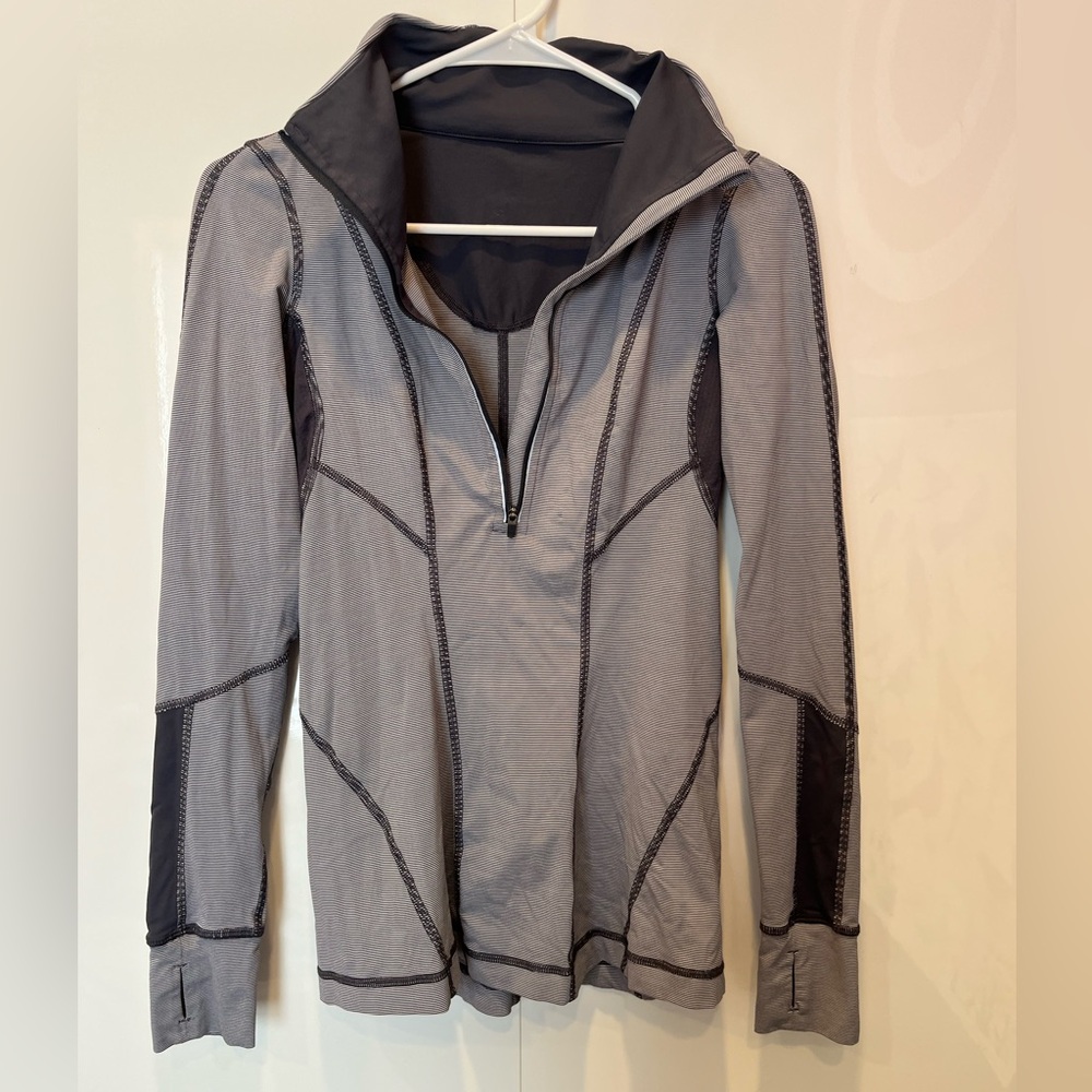 Lululemon Pullover Women's Size 6 Gray Sweater 1/2 Zip Nylon Stretch Athleta